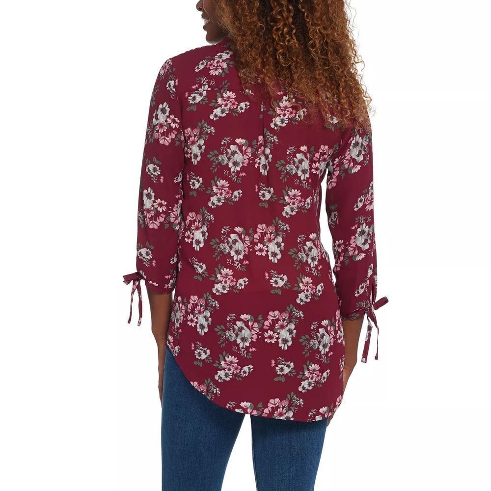Joan Rivers Floral Print Tunic Top with Bow Sleeves - Picture 2 of 6